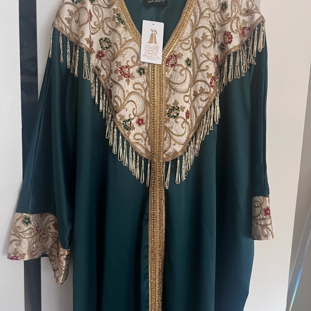 Elegant Green Embroidered Kaftan